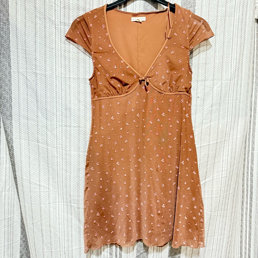 Aeropostale Tan Mini Dress with Subtle Pattern